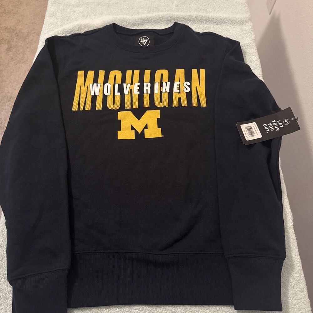 Michigan Wolverines 47 Brand Pullover Sweatshirt Adult Small Navy Blue NWT NCAA